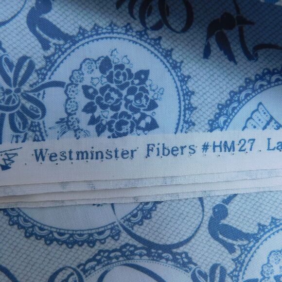 Wedding Free Spirit Fabric Blue-Gray Cotton Floral Rings Lilies Bells, 2+ Yd NEW - Picture 7 of 9